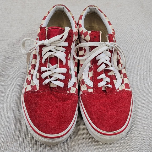 Vans Other - Vans Old Skool Checkerboard Red Suede Low Top Skate Shoes Men‎ US 10 UK 9 EUR 43